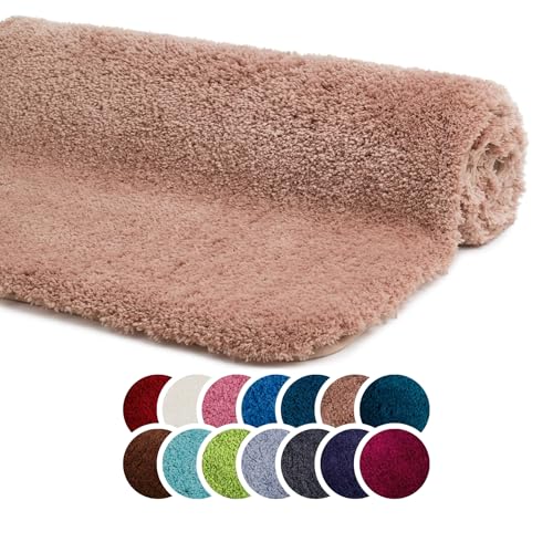 liebling Superior Badteppich mit Anti-Rutsch-Beschichtung, 100% Polyester (Mikrofaser), 50 x 70 cm, 30 Grad waschbar, Fußbodenheizung geeignet, Farbe: Sand von liebling