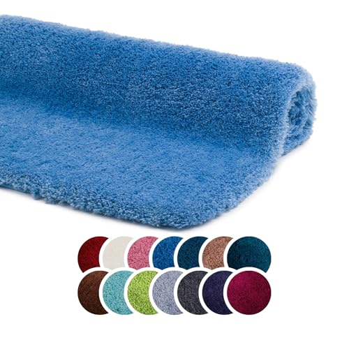 liebling Superior Badteppich mit Anti-Rutsch-Beschichtung, 100% Polyester (Mikrofaser), 50 x 70 cm, 30 Grad waschbar, Fußbodenheizung geeignet, Farbe: taubenblau von liebling