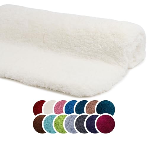 liebling Superior Badteppich mit Anti-Rutsch-Beschichtung, 100% Polyester (Mikrofaser), 70 x 120 cm, 30 Grad waschbar, Fußbodenheizung geeignet, Farbe: Creme von liebling