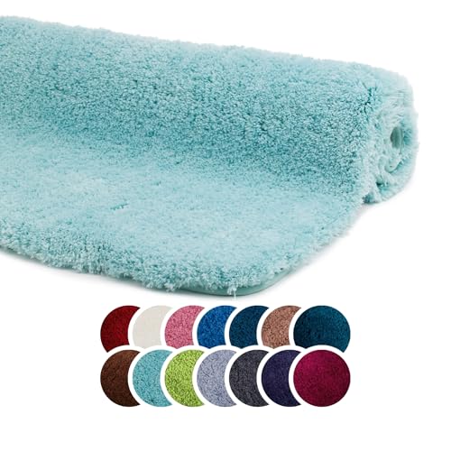 liebling Superior Badteppich mit Anti-Rutsch-Beschichtung, 100% Polyester (Mikrofaser), 70 x 120 cm, 30 Grad waschbar, Fußbodenheizung geeignet, Farbe: Mint von liebling