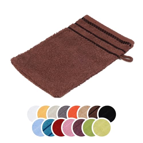 liebling Waschhandschuh, 100% Baumwolle, Serie Potsdam, 17 x 24 cm, 60 Grad waschbar, trocknergeeignet, Farbe: Chocolate von liebling
