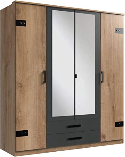 lifestyle4living Drehtürenschrank Cork Art.Nr. 453 Dekor: T25 Plankeneiche-Nachbildung, Abs. Graphit lifestyle4living Drehtürenschrank Cork Art.Nr. 453 Dekor: T25 Plankeneiche-Nachbildung, Abs. Graphit von lifestyle4living