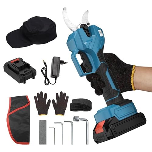 Akku-Astschere, 50 mm Elektrische Professionelle Baumschere, Akku Gartenschere mit 2 Akku 7500mAh, Bürstenloser Motor, LCD Anzeige, für Gartenarbeit und Beschneidung (7500mAh Akku*1) von lifetter