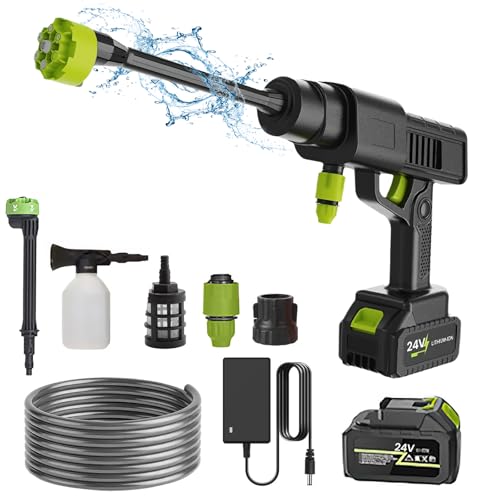 Akku-Hochdruckreiniger, 35Bar Kabelloser Hochdruckreiniger, Tragbarer Hochdruckreiniger mit 12000mAh Akku, 6 in 1 Multidüseu, 5m Reinigungsreichweite, für Autos, Garden von lifetter