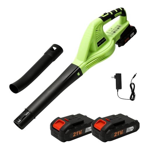 Akku-Laubbläser/Gebläse, Schnurloser Laubbläser mit 2x7500mah Akku und Ladegerät, 2 Geschwindigkeitsmodi, Elektrischer Laubbläser 15000RPM für Rasenpflege, Terrasse, Garten (Mit 7500mah Akku*2) von lifetter