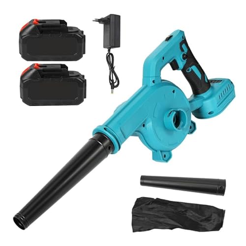 Akku-Laubbläser für Makita akku 18V, 2-IN-1 Laubbläser mit 7500mAh Akkux2 und Ladegerät, Staubbeutel, 6 Drehzahlregelung, Softgrip, für Rasenpflege Laubblasen (7500mAh Akkux2) von lifetter