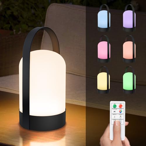 light to hope LED Akku Outdoor Lampe mit Fernbedienung Dimmbare Tischlampe Kabellos 8 Farben und Warmweiß IP44 Wasserdicht USB-C Camping Lampe für Außen, Garten, Terrasse, Esstisch, Bar, H23cm von light to hope