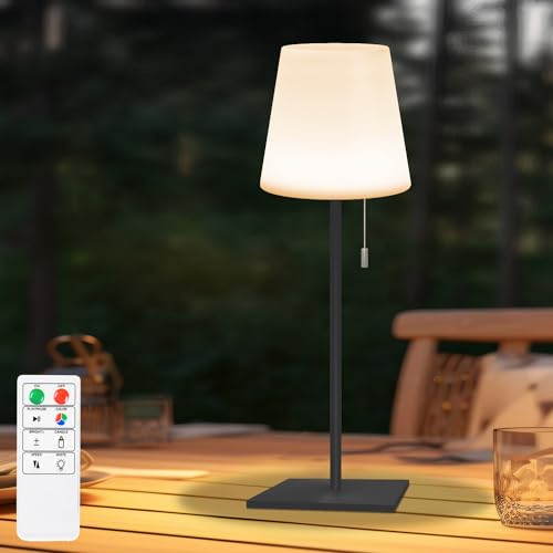 light to hope LED Tischlampe Kabellos Outdoor Dimmbar 2700K und RGB IP44 Wasserdicht Akku Tischleuchte für Schlafzimmer, Garten, Esstisch, Balkon, Hotel(Grau) von light to hope