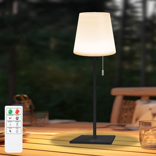 light to hope LED Tischlampe Kabellos Outdoor Dimmbar 2700K und RGB IP44 Wasserdicht Akku Tischleuchte für Schlafzimmer, Garten, Esstisch, Balkon, Hotel(Schwarz) von light to hope