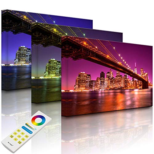 Lightbox-Multicolor | Beleuchtetes Bild | Skyline von Manhattan | 100x70 cm | Fully Lighted von lightbox-multicolor.com