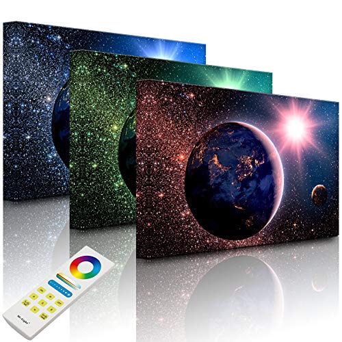 Lightbox-Multicolor | LED Bild Leuchtbild | Erde im Weltall | 100x70 cm | Fully Lighted von lightbox-multicolor.com