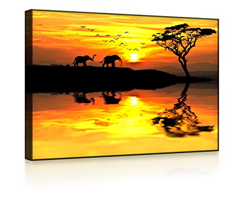 lightbox multicolor | LED Leuchtbilder | Elefanten in afrikanischer Steppe | 80x60 cm | Front Lighted von lightbox multicolor