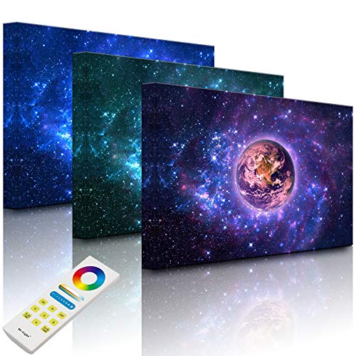 lightbox multicolor | LED Bild mit Beleuchtung | Planet Erde im Weltraum | 100x70 cm | Fully Lighted von lightbox-multicolor.com