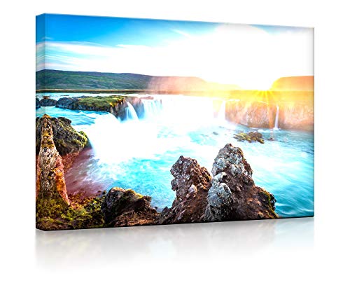lightbox multicolor | Bild mit LED Licht | Idyllische Wasserfälle bei Sonnenuntergang | 100x70 cm | Fully Lighted von lightbox multicolor