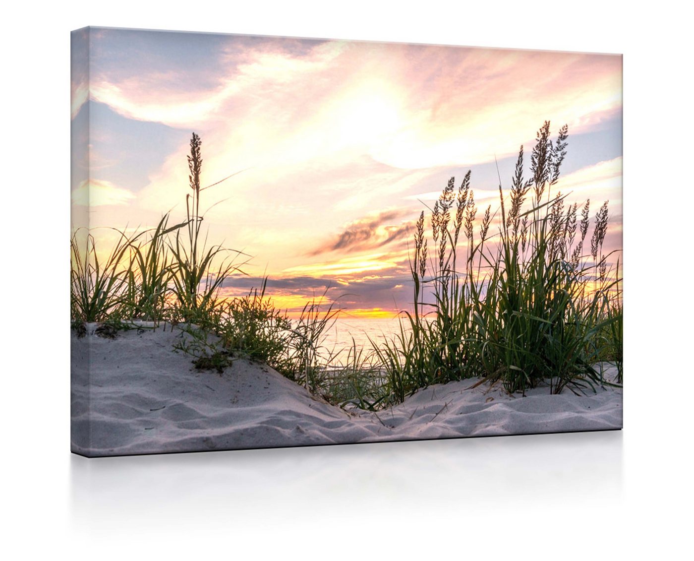 lightbox-multicolor LED-Bild Gras am Strand bei Sonnenuntergang fully lighted / 60x40cm, Leuchtbild mit Fernbedienung von lightbox-multicolor