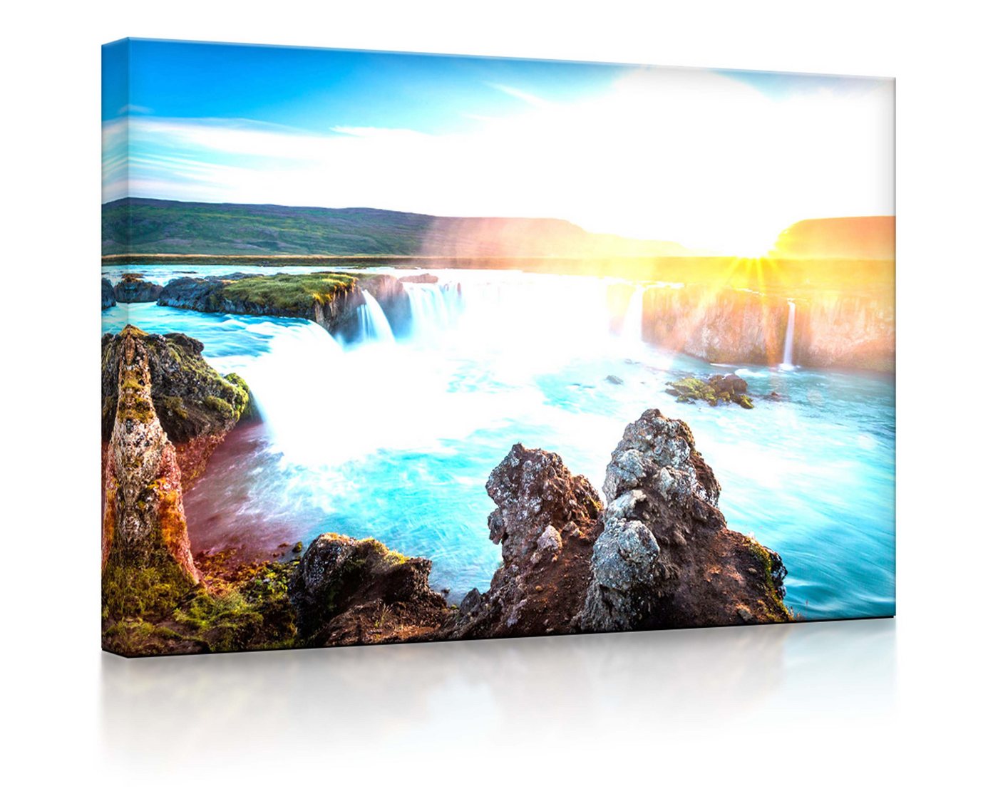 lightbox-multicolor LED-Bild Idyllische Wasserfälle bei Sonnenuntergang fully lighted / 60x40cm, Leuchtbild mit Fernbedienung von lightbox-multicolor