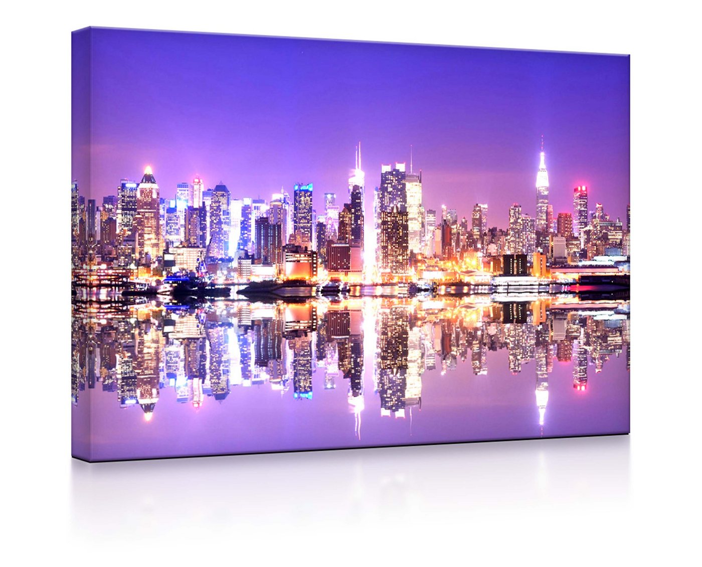 lightbox-multicolor LED-Bild Manhattan Skyline Spiegelung fully lighted / 60x40cm, Leuchtbild mit Fernbedienung von lightbox-multicolor