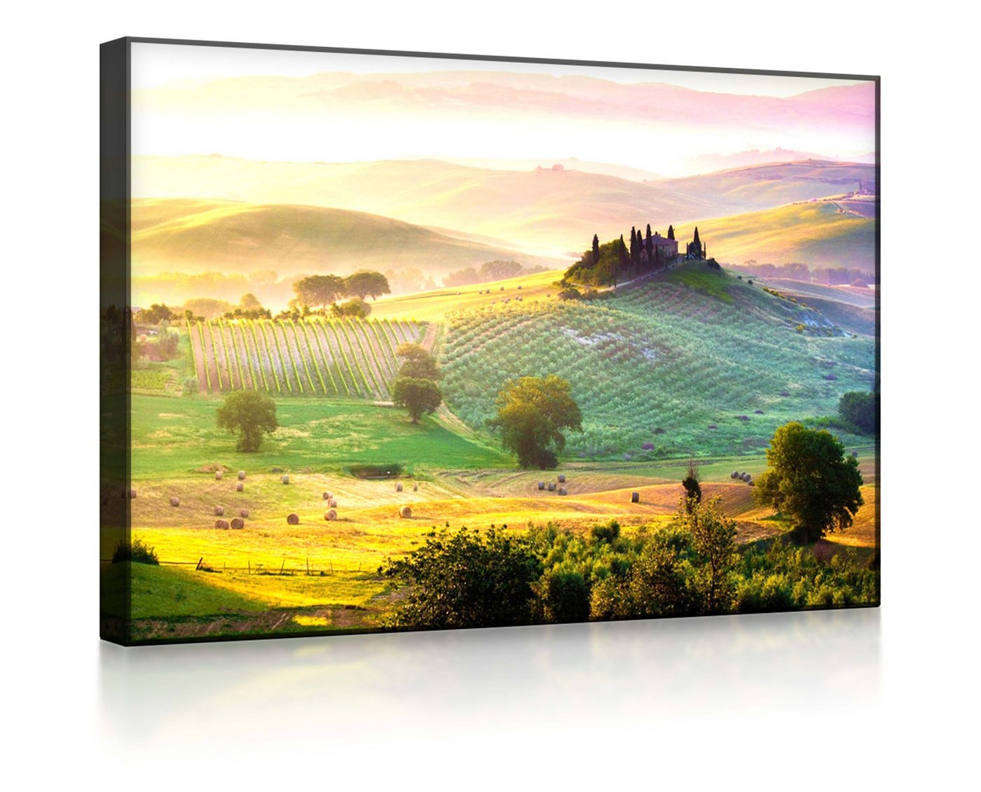 lightbox-multicolor LED-Bild Neblige Toskana Landschaft front lighted / 60x40cm, Leuchtbild mit Fernbedienung von lightbox-multicolor