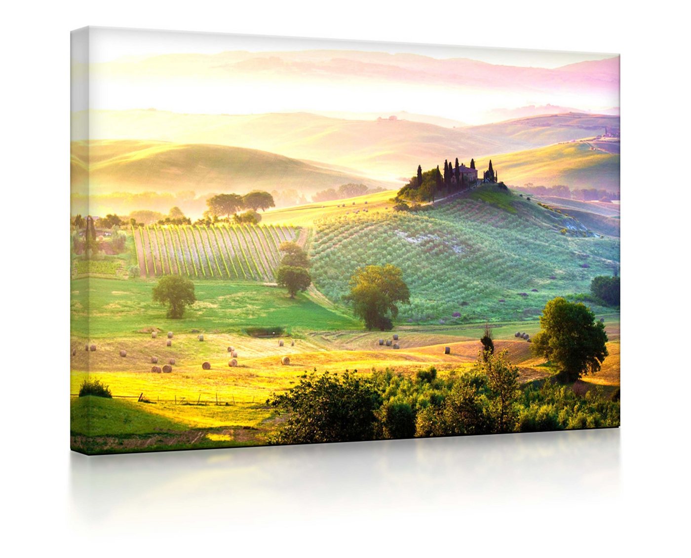 lightbox-multicolor LED-Bild Neblige Toskana Landschaft fully lighted / 60x40cm, Leuchtbild mit Fernbedienung von lightbox-multicolor