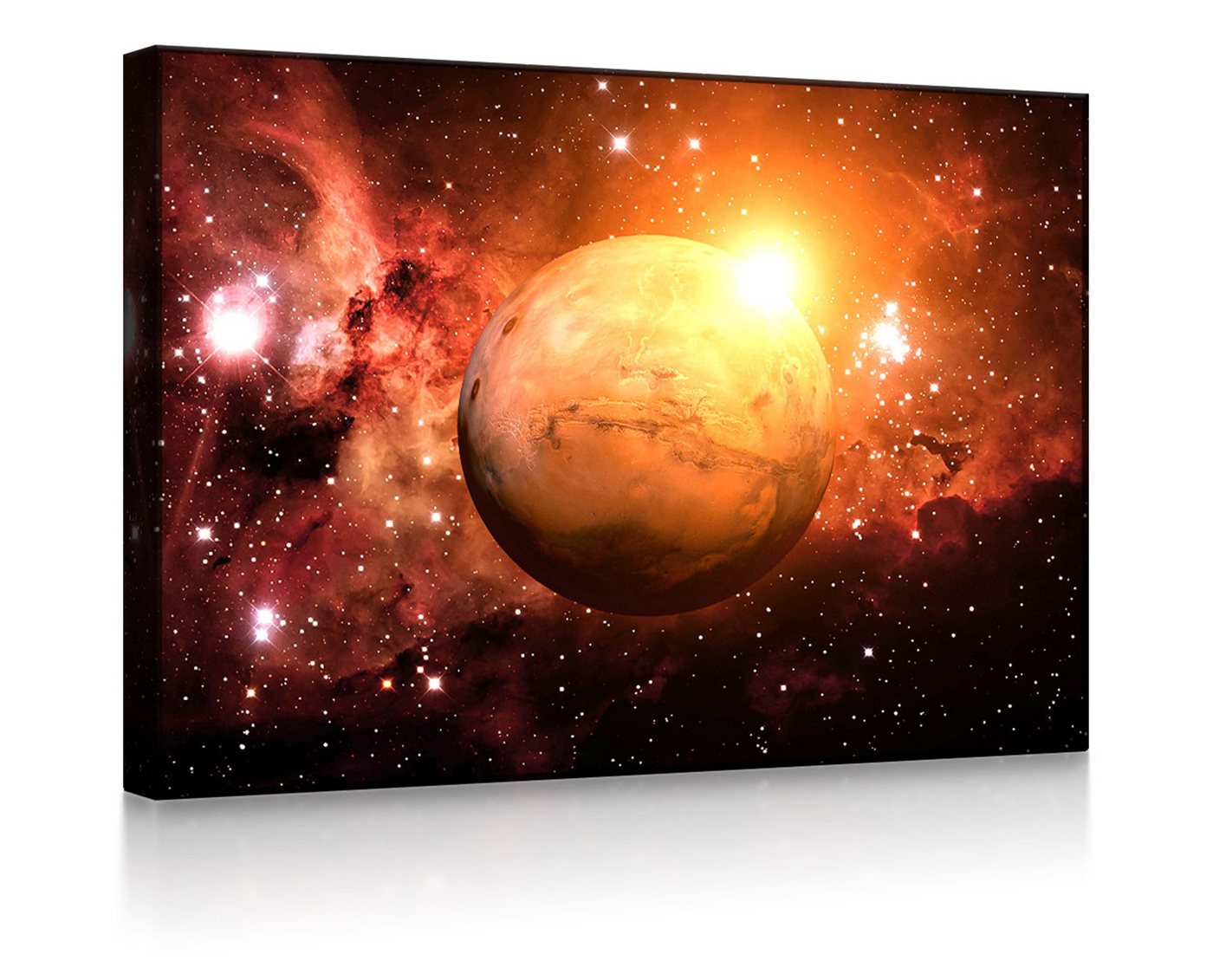 lightbox-multicolor LED-Bild Planet Mars im Universum front lighted / 60x40cm, Leuchtbild mit Fernbedienung von lightbox-multicolor