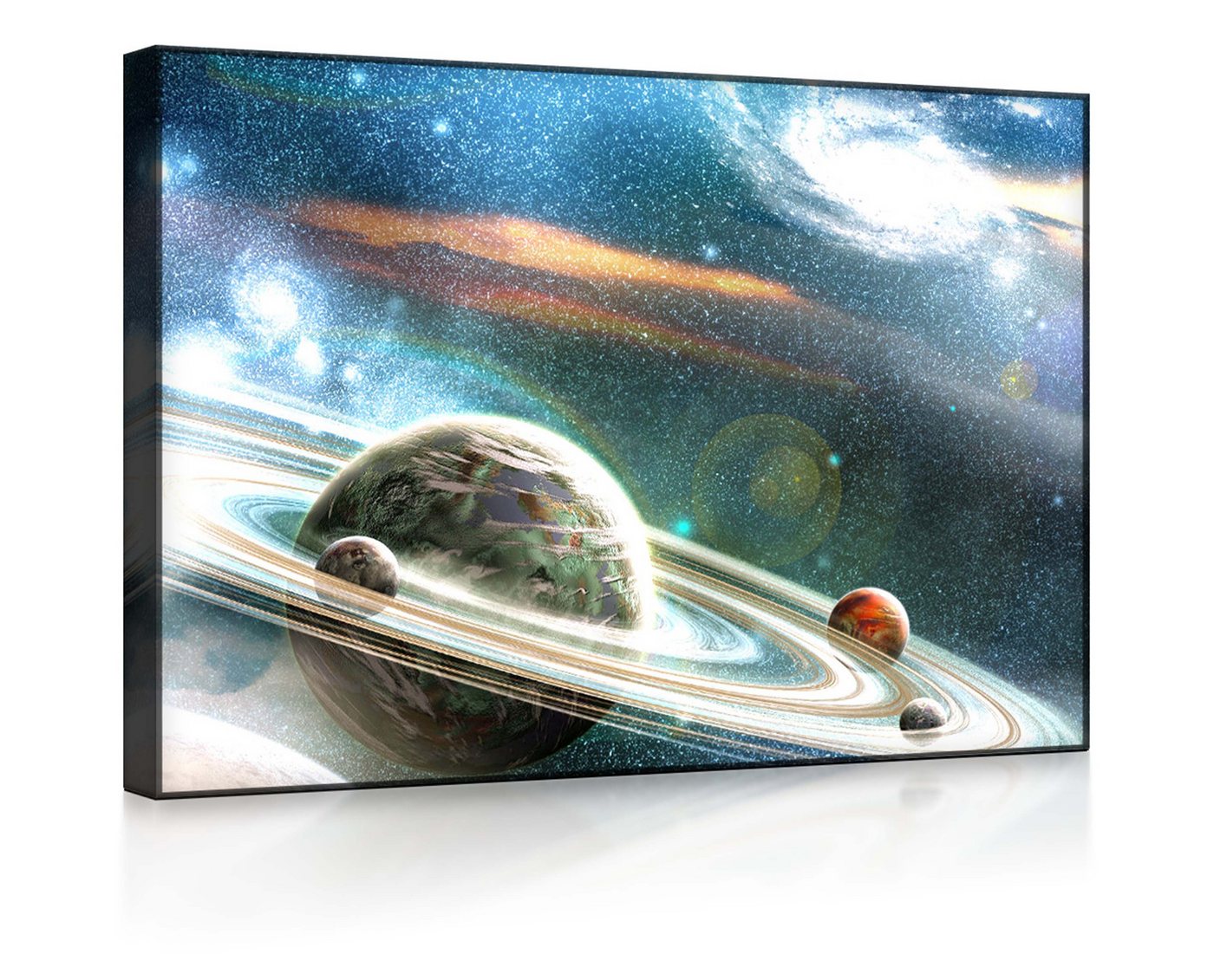 lightbox-multicolor LED-Bild Planet mit Ringsystem front lighted / 60x40cm, Leuchtbild mit Fernbedienung von lightbox-multicolor