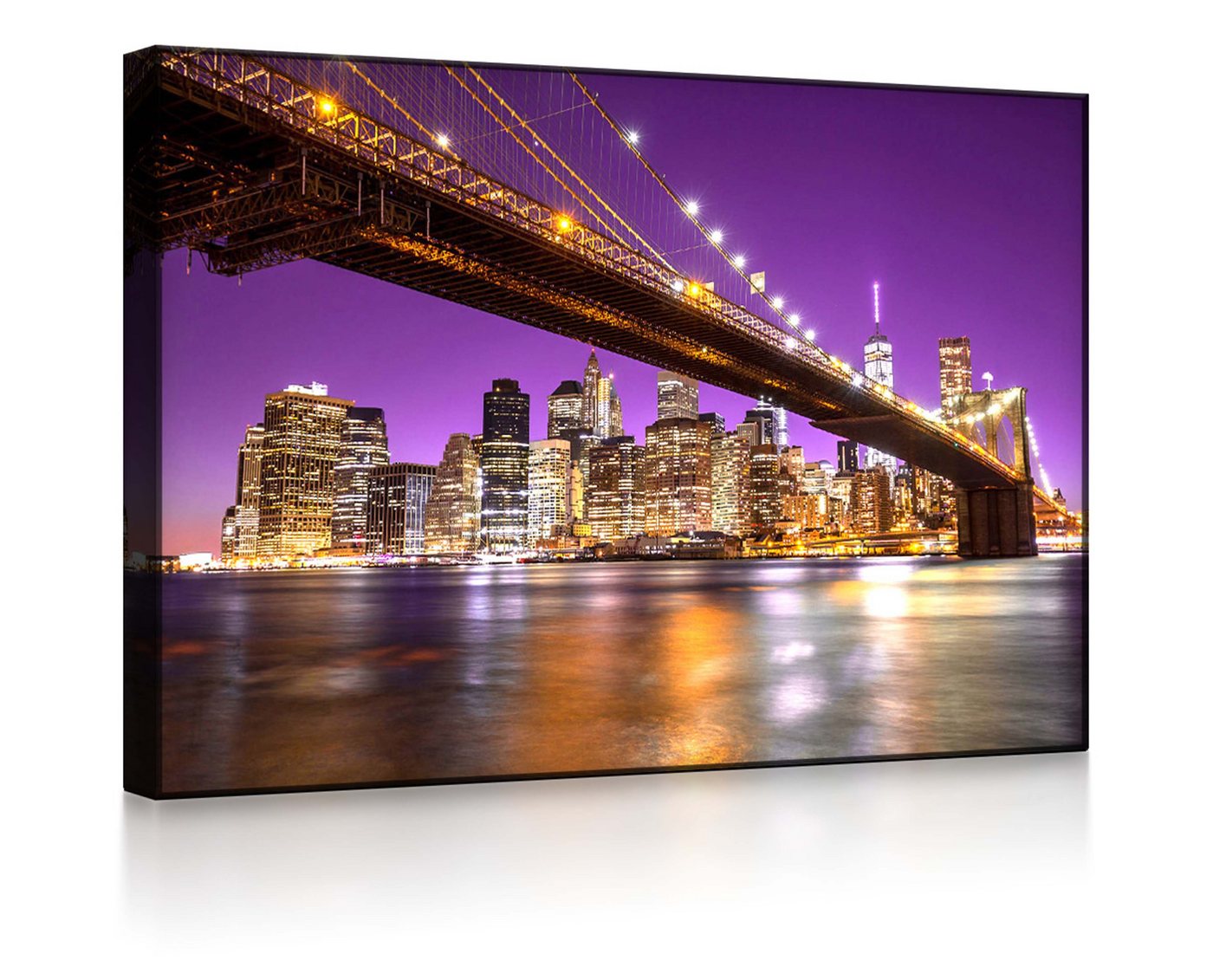 lightbox-multicolor LED-Bild Skyline von Manhattan mit Brooklyn Bridge front lighted / 60x40cm, Leuchtbild mit Fernbedienung von lightbox-multicolor