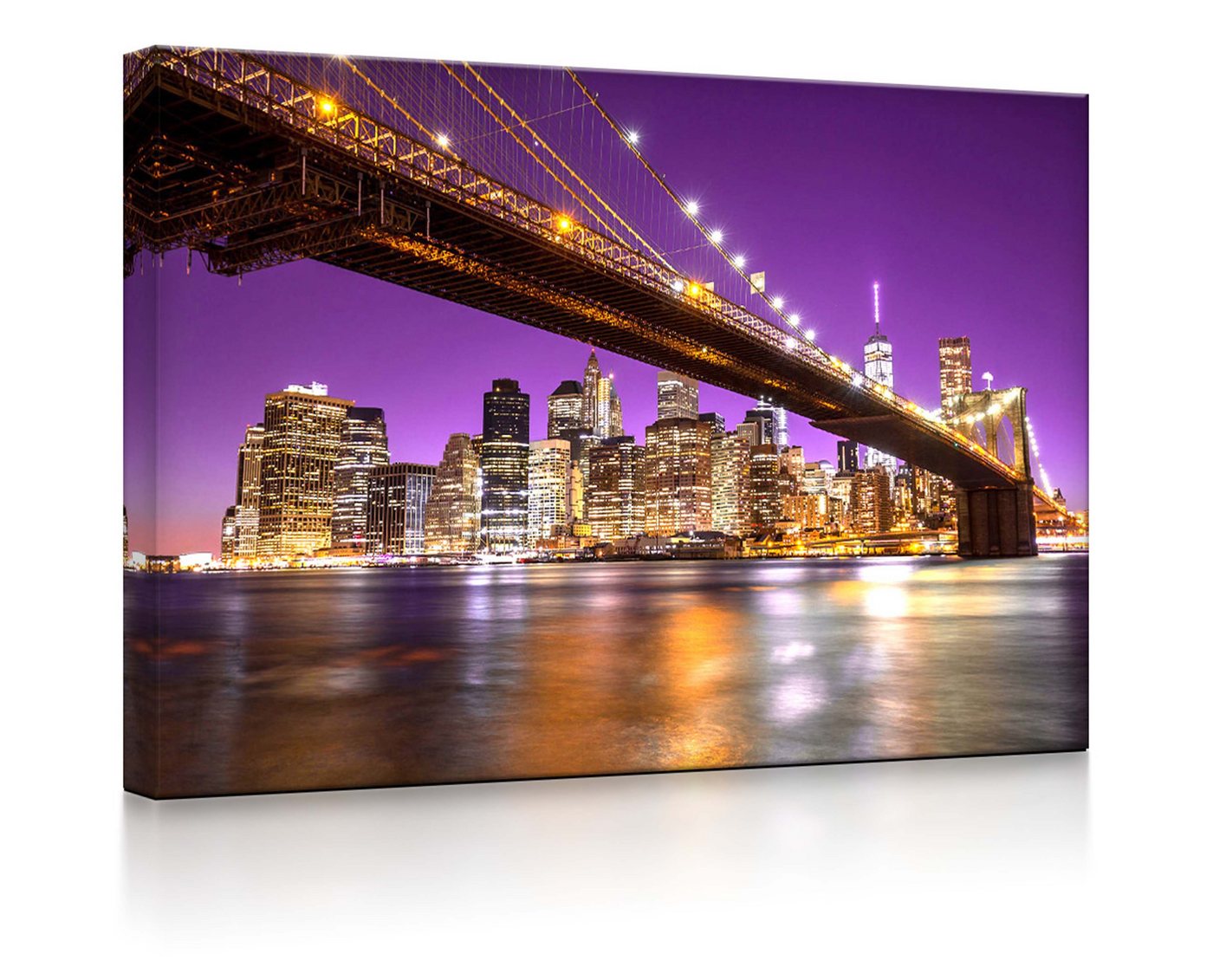 lightbox-multicolor LED-Bild Skyline von Manhattan mit Brooklyn Bridge fully lighted / 60x40cm, Leuchtbild mit Fernbedienung von lightbox-multicolor
