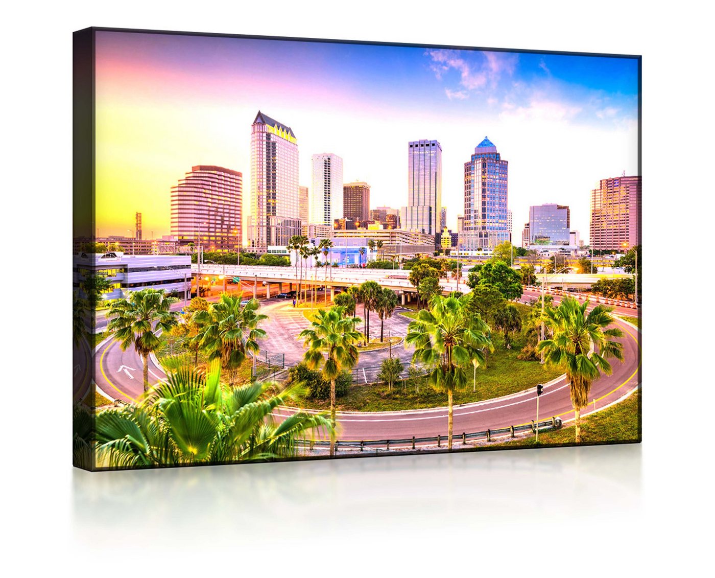 lightbox-multicolor LED-Bild Skyline von Tampa in den USA front lighted / 60x40cm, Leuchtbild mit Fernbedienung von lightbox-multicolor