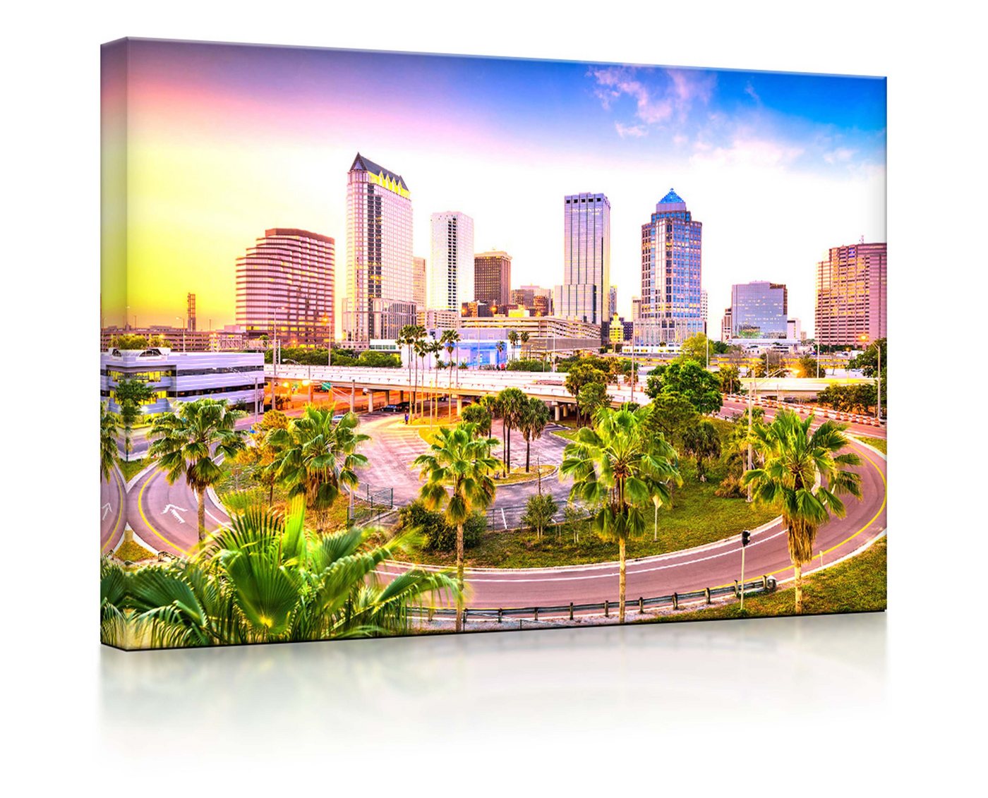 lightbox-multicolor LED-Bild Skyline von Tampa in den USA fully lighted / 60x40cm, Leuchtbild mit Fernbedienung von lightbox-multicolor