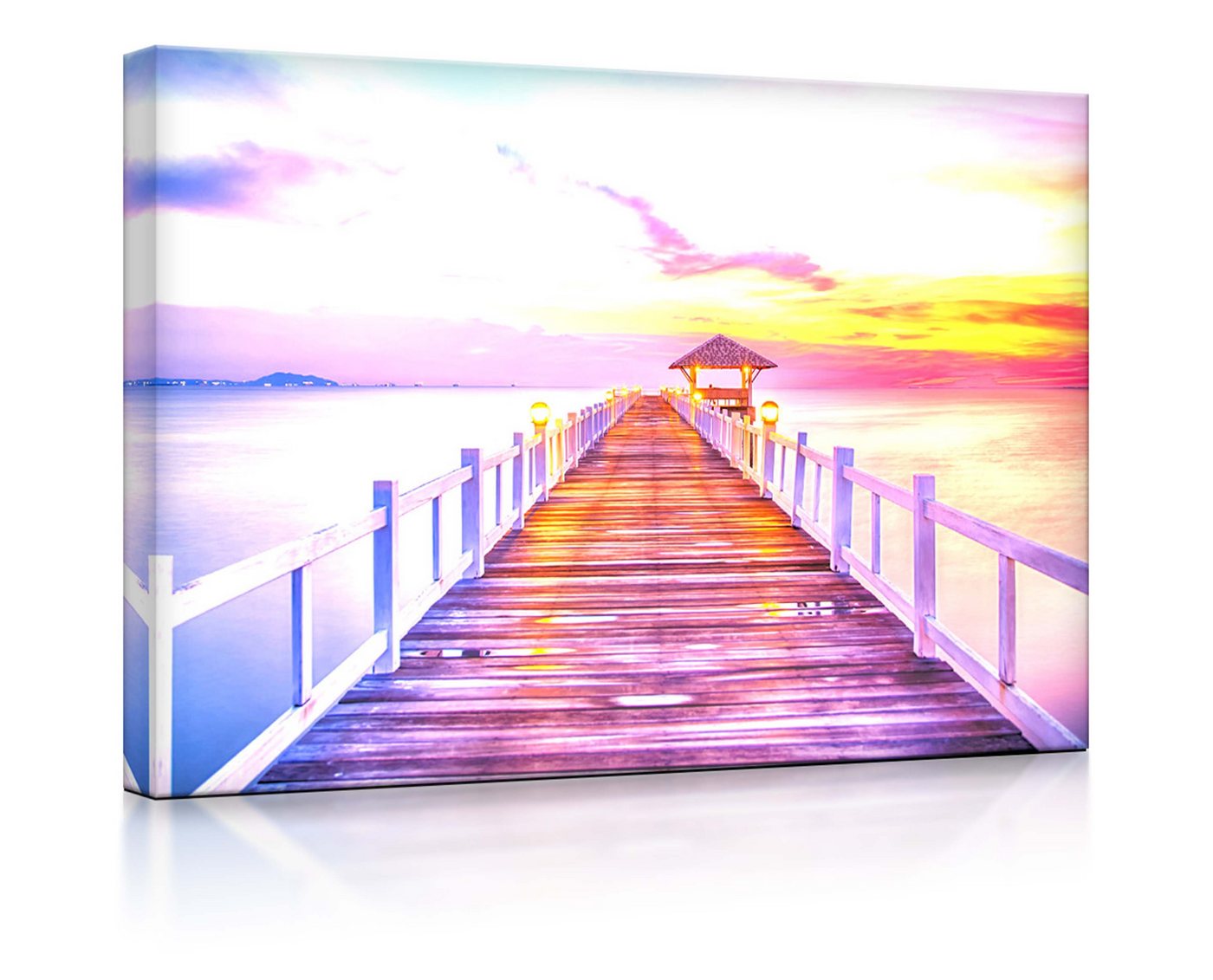 lightbox-multicolor LED-Bild Steg ins Meer bei Sonnenuntergang fully lighted / 60x40cm, Leuchtbild mit Fernbedienung von lightbox-multicolor