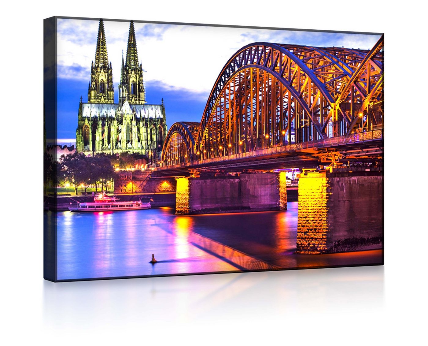 lightbox-multicolor LED-Bild Wunderbare Hohenzollernbrücke bei Nacht front lighted / 60x40cm, Leuchtbild mit Fernbedienung von lightbox-multicolor