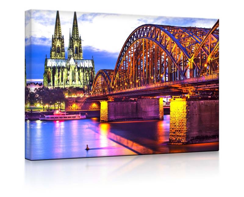 lightbox-multicolor LED-Bild Wunderbare Hohenzollernbrücke bei Nacht fully lighted / 60x40cm, Leuchtbild mit Fernbedienung von lightbox-multicolor