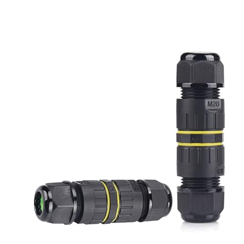 LIGHTEU®, 2 Stk. Wasserdichte Abzweigdose für Außenkabelverbinder, IP68, M20 2-Wege-3 Pin Kupplungsmuffe Ø 5 mm-9 mm Kupplungsschutzbox von lighteu