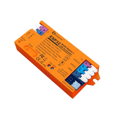LIGHTEU®, GLEDOPTO WiFi WLED LED Controller ESP32, 1 Kanal, mit Mikrofon DC 5–24V 15A für adressierbare RGB-LED-Strips WS2811 WS2812 SK6812 TM1814 WS2813, GL-C-016WL-D von lighteu