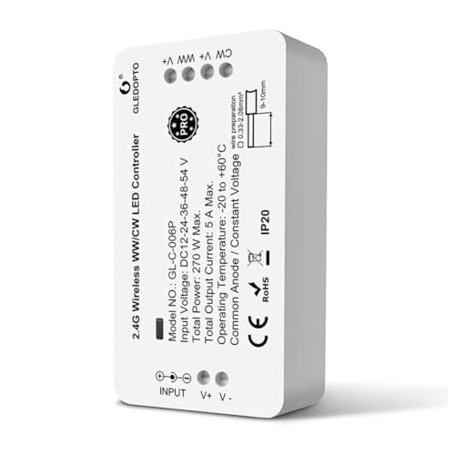 LIGHTEU®, GLEDOPTO Zigbee CCT WW/CW LED-Controller Pro Dual White Alexa Voice/Hub APP DC12-24-36-48-54V, GL-C-006P von lighteu