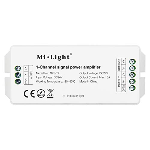 LIGHTEU®, Milight Miboxer 1 Kanal Signalleistungsverstärker für Milight SYS Outdoor LED Beleuchtungslampen, DC24V 15A, SYS-T2 von lighteu