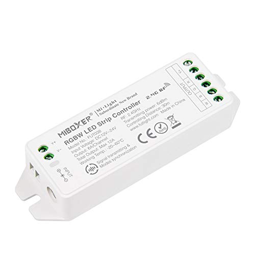 LIGHTEU®, Milight Miboxer 2,4 GHz RGBW RGB+weißer LED Streifen Controller DC12V/24V Ausgang Max.12A, FUT038M von lighteu