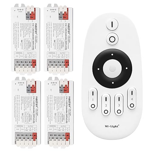 LIGHTEU®, Milight Miboxer 2-in-1-LED-Streifen-Controller (WiFi + 2,4 G), zweiweiß und einfarbig, Tuya Smart Amazon Alexa und Google Home-Sprachsteuerung Bluetooth 4.2, 4x E2-WR + FUT007 von lighteu
