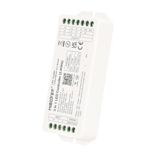 LIGHTEU®, Milight Miboxer 2.4 GHz 3 in 1 LED Controller DC12V-48V Hohe Ausgangsleistung max. 20 A, PWM Hoch/Niederfrequenz, unterstützt Push Dimmer, FUT037P+ von lighteu