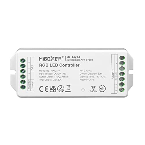 LIGHTEU®, Milight Miboxer 2.4 GHz RGB LED Streifen Controller DC12V-36V max. 20 A, PWM Hoch/Niederfrequenz, unterstützt Push Dimmer, FUT037P von lighteu