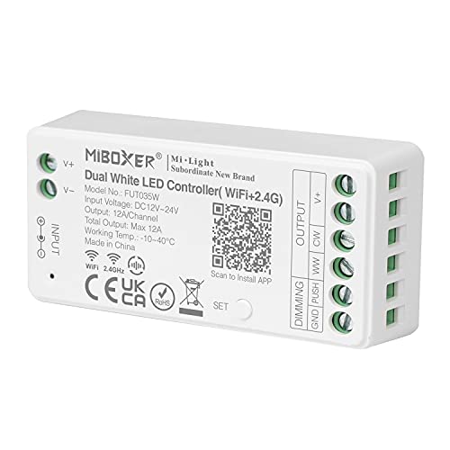 LIGHTEU®, Milight Miboxer Dual White WiFi LED Strip Controller, Amazon Alexa und Google Home Voice Control Fernbedienung und APP-Steuerung, keine WiFi-Box erforderlich, Bluetooth 4.2, FUT035W von lighteu