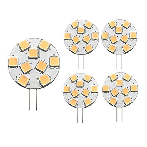 LIGHTEU® 2018 neu! 5x Lampe G4 9 SMD warmweiß（2900K), 1.3 W, ersetzt 20W Glühlampe, 200lm, GU4 Stiftsockel 12V DC, Leuchtmittel 110° Farbwiedergabe (CRI): > 80 Ra von lighteu