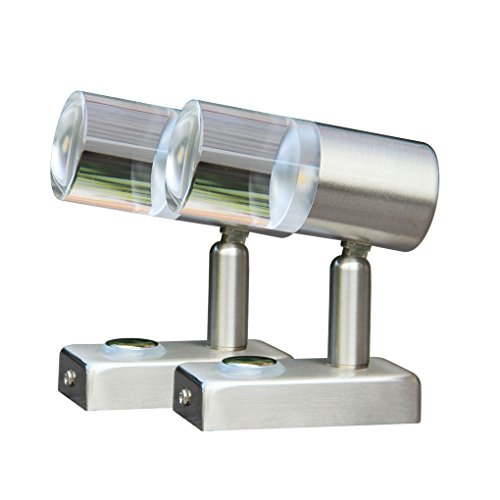 LIGHTEU, 2x 12V 3W A2 Decken/Wandstrahler Nickel-Finish Nachttischlampe Leseleuchte mit Touch-Schalter dimmbar warmweiß/blaues für Yacht, Caravan von lighteu