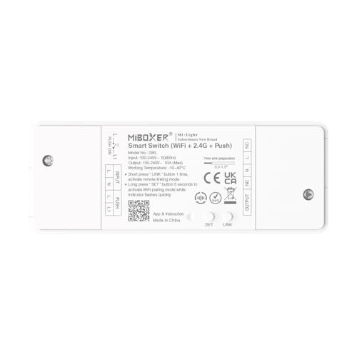 LIGHTEU, Miboxer Smart Switch – Intelligenter Schalter mit WiFi, 2,4G RF & PUSH-Unterstützung, SWL von lighteu