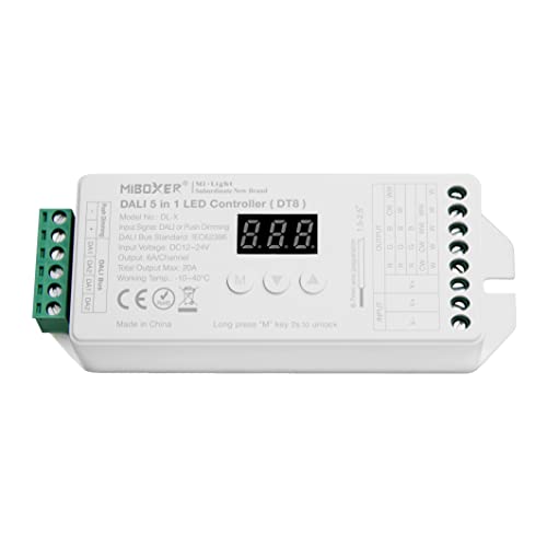 LIGHTEU, Milight Miboxer DALI 5 in 1 LED Streifen Controller, PWM-Dimmausgang, 12-24 V kompatibel mit 5 Modi LED-Streifen DL-X (DT8) von lighteu