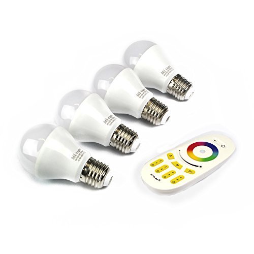 lighteu,4 x 2.4G RF Mi-Light RGBW wärmen weiße LED-Lampen-Birne E27 6W 220V w Fernbedienung von Mi-Light von lighteu