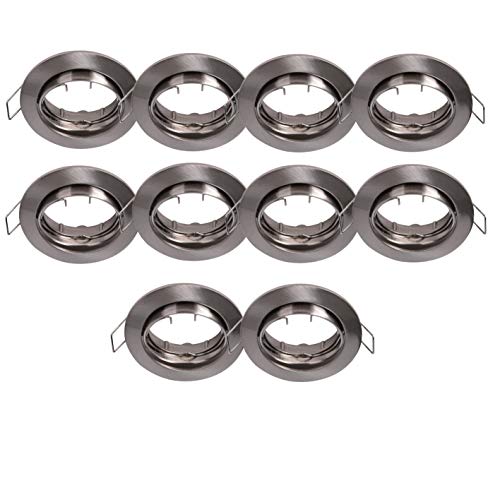 lighteu®, 10x Aluminium Einbaurahmen Nickel/Einbaustrahler LED/Halogen, schwenkbar, ohne Fassung von lighteu