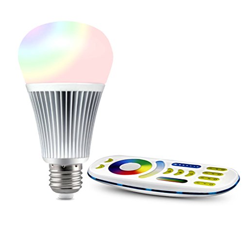 lighteu®, 1x Milight Miboxer 9W E27 RGBCCT Color RGB plus WarmWeiß und kaltWeiß,dimmbar,Farbwechsel Glühbirne mit Fernbedienung FUT012+FUT092 von lighteu