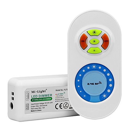 lighteu®, 2,4 G Fernbedienung und LED Streifen Controller Set für einfarbige LED Streifen, Dimmer, Milight Miboxer Fut021 von lighteu