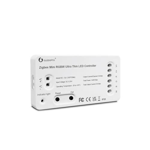 lighteu®, GLEDOPTO Zigbee RGBW ultradünner LED-Controller Pro Alexa Voice/Hub APP/Fernbedienung DC5-24V, GL-C-007P(mini) von lighteu